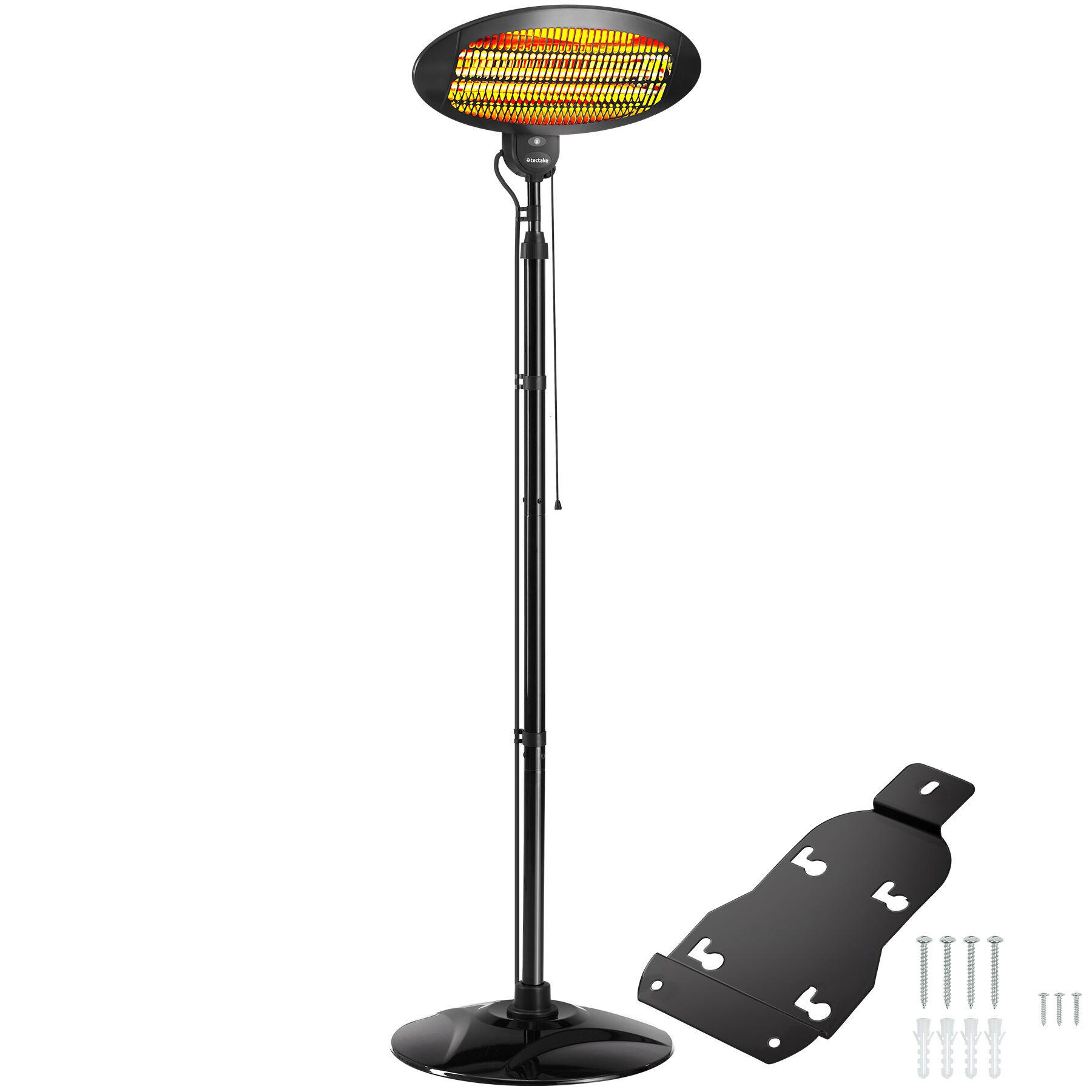 INFRAROTHEIZSTRAHLER Solaris Monolith, Wandmontage möglich, 50 x 50 x 136 - 213 cm, schwarz - Schwarz, Metall (50/133.5/49cm) - tectake