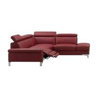 ECKSOFA Talisman Echtleder mit 1 x Relaxfunktion Rot - Rot, Leder/Metall (271/224cm)