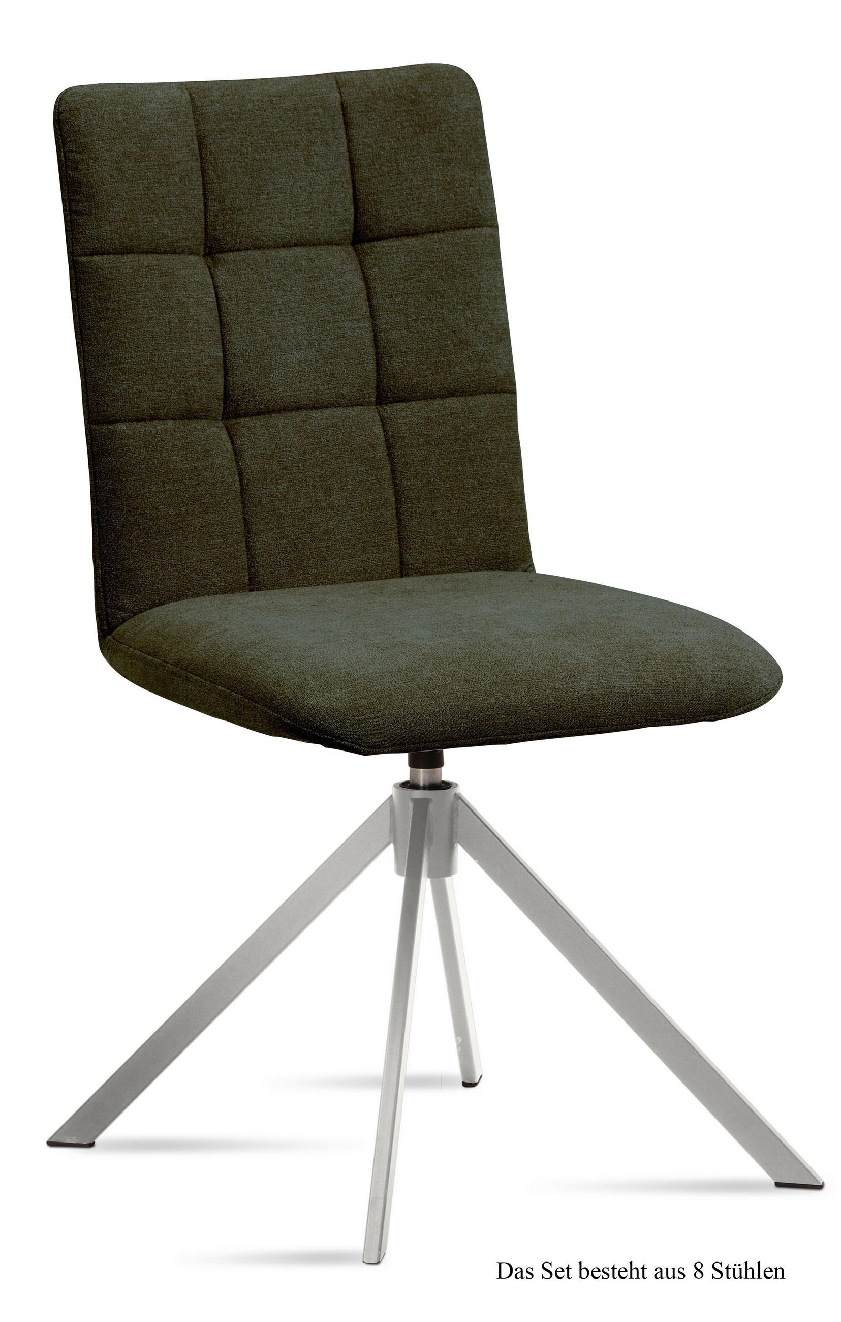 ESSZIMMERSTUHL drehbar (8er-Set) Drucie 47x91x60 Edelstahl/Khaki - Dunkelgrün/Edelstahlfarben, Kunststoff (60/91/47cm) - 58aufmkessel