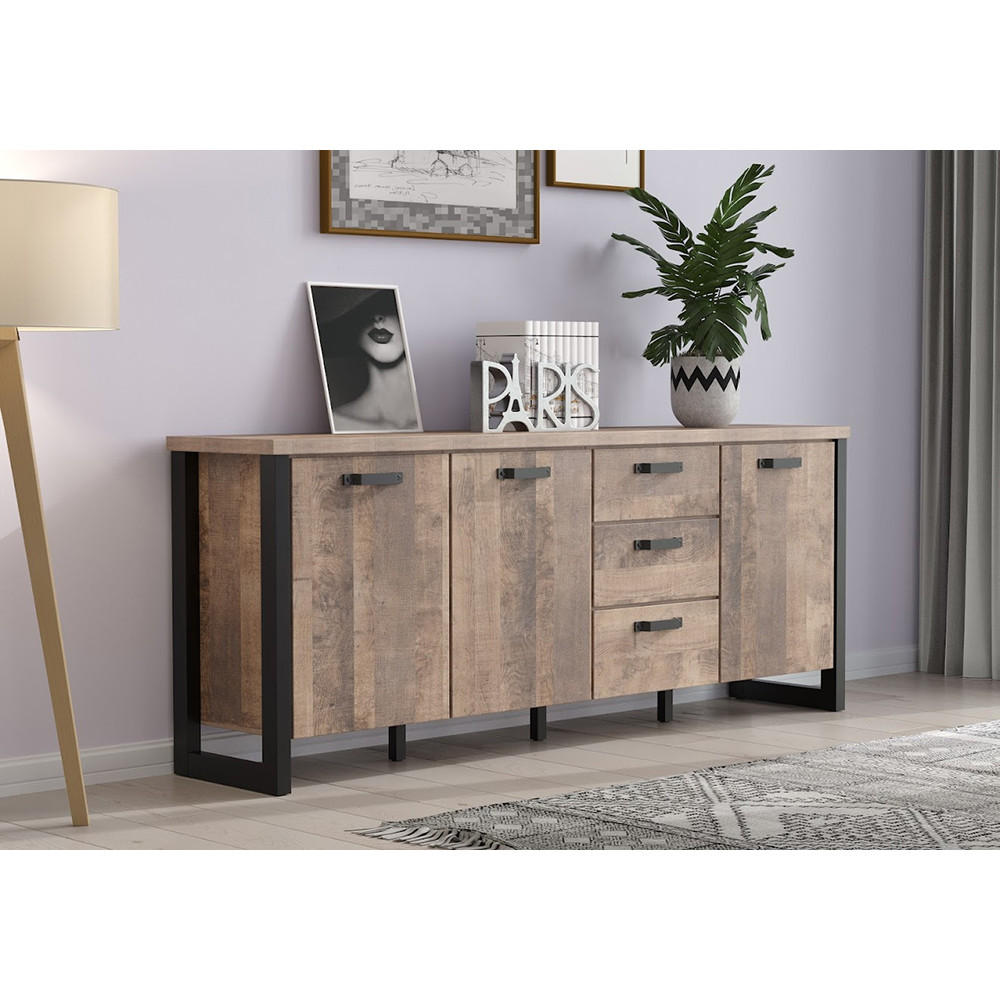 Thumbnail - ebuy24 Sideboard, Eiche, Holzwerkstoff, 214x214x86 cm, Wohnzimmer, Kommoden & Sideboards, Sideboards