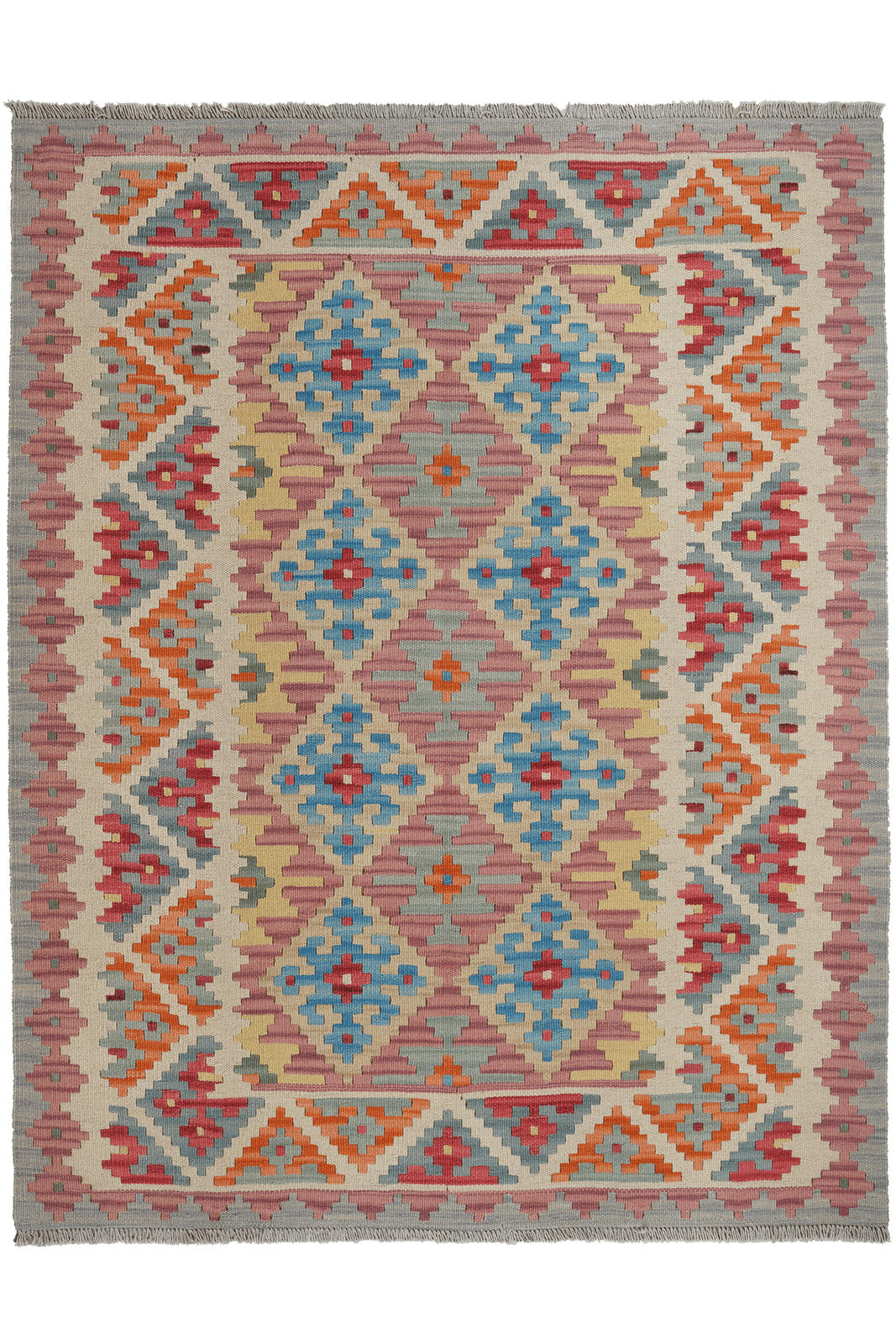 KELIM-TEPPICH handgewebt Gashgai Rosa 200/155 cm Schurwolle - Pink, Textil (155/200cm) - Looma