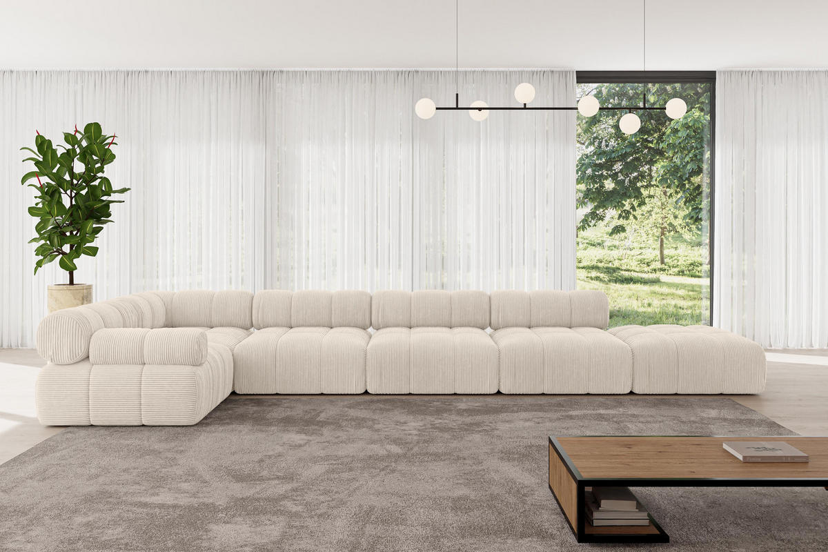 ECKSOFA modulares Sofa Felto-L3 - 475x190x70 cm Beige Cord - Beige, Holzwerkstoff/Textil (475/190cm) - ALTDECOR