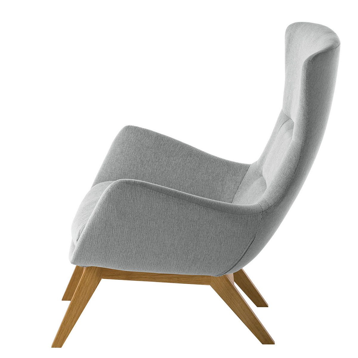 SESSEL mit Holzfüßen - Eichefarben/Hellgrau, Eichenholz/Textil (84/99/96cm) - home24