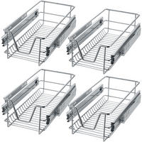 TELESKOPSCHUBLADE 4er Set, einfache Montage,grau - Grau, Metall (27/14/44cm) - tectake