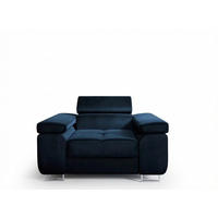 SESSEL WILD mit verstellbare Kopfstütze Velours Dunkelblau - Chromfarben/Dunkelblau, Holz/Textil (138/100/101cm) - Muffo