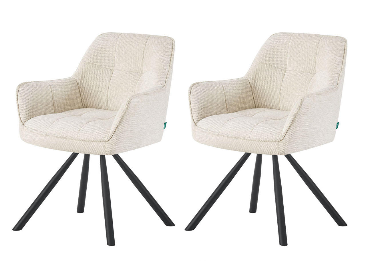 ESSZIMMERSTUHL THOMAS-LENI 2er-Set 180°drehbar - Creme/Schwarz, Textil (61/81/62cm) - DUBI Möbel
