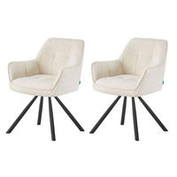 ESSZIMMERSTUHL THOMAS-LENI 2er-Set 180°drehbar - Creme/Schwarz, Textil (61/81/62cm) - DUBI Möbel