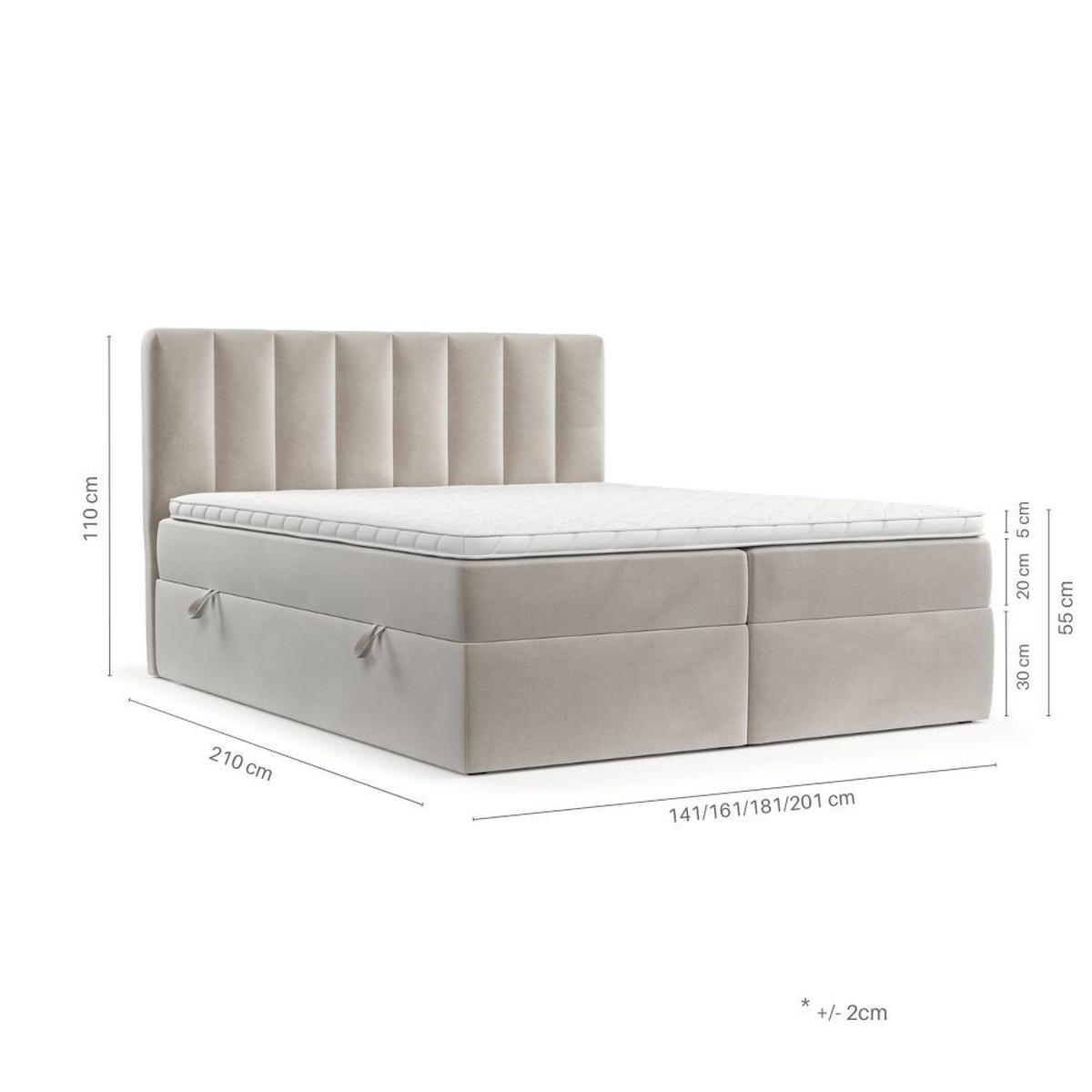 BOXBETT Bari 200/200 cm Taupe im Paros Stoff - Taupe, Holz/Holzwerkstoff (200/200cm) - AltaBeds