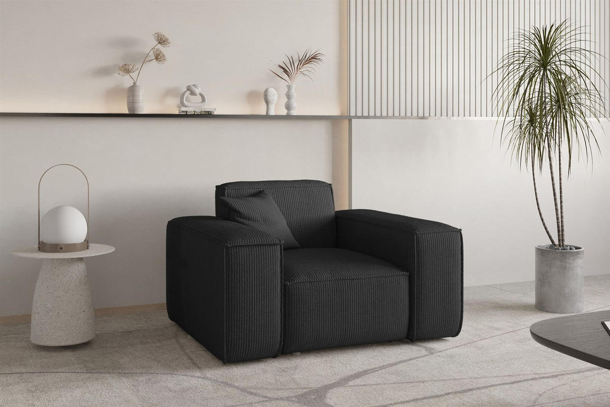 SESSEL Celes Premium Stoff Scala - Schwarz, Holzwerkstoff/Textil (121/73/88cm) - Fun Möbel