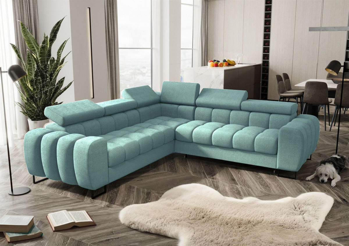 ECKSOFA Bastien Mit Schlaffunktion - Hellblau, Holzwerkstoff/Textil (260/260cm) - Fun Möbel