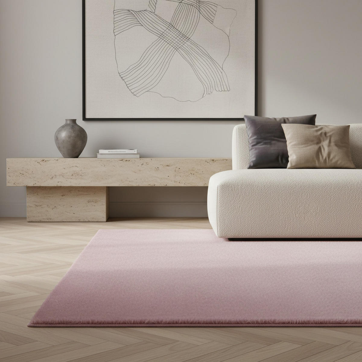 TEPPICH Flur Einfarbig Pflegeleicht Waschbar Wohnzimmer OEKO-TEX Rosa 240x340 cm Gekettelt – NECKAR - Rosa, Textil (240/340cm) - KADIMA DESIGN