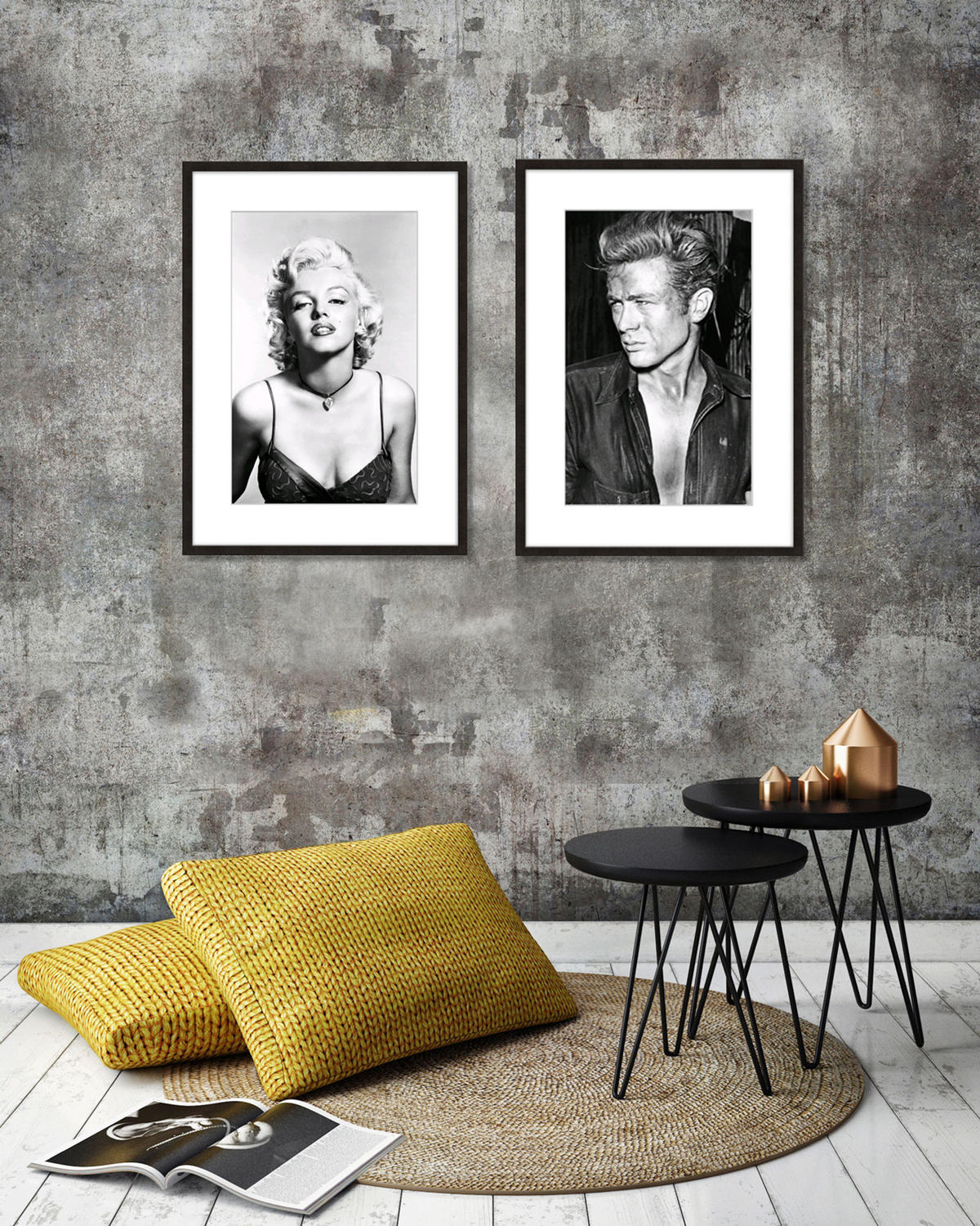 BILD mit Rahmen 51x71 cm James Dean Schwarz-Weiß - Weiß, Holz (51/71cm) - artissimo