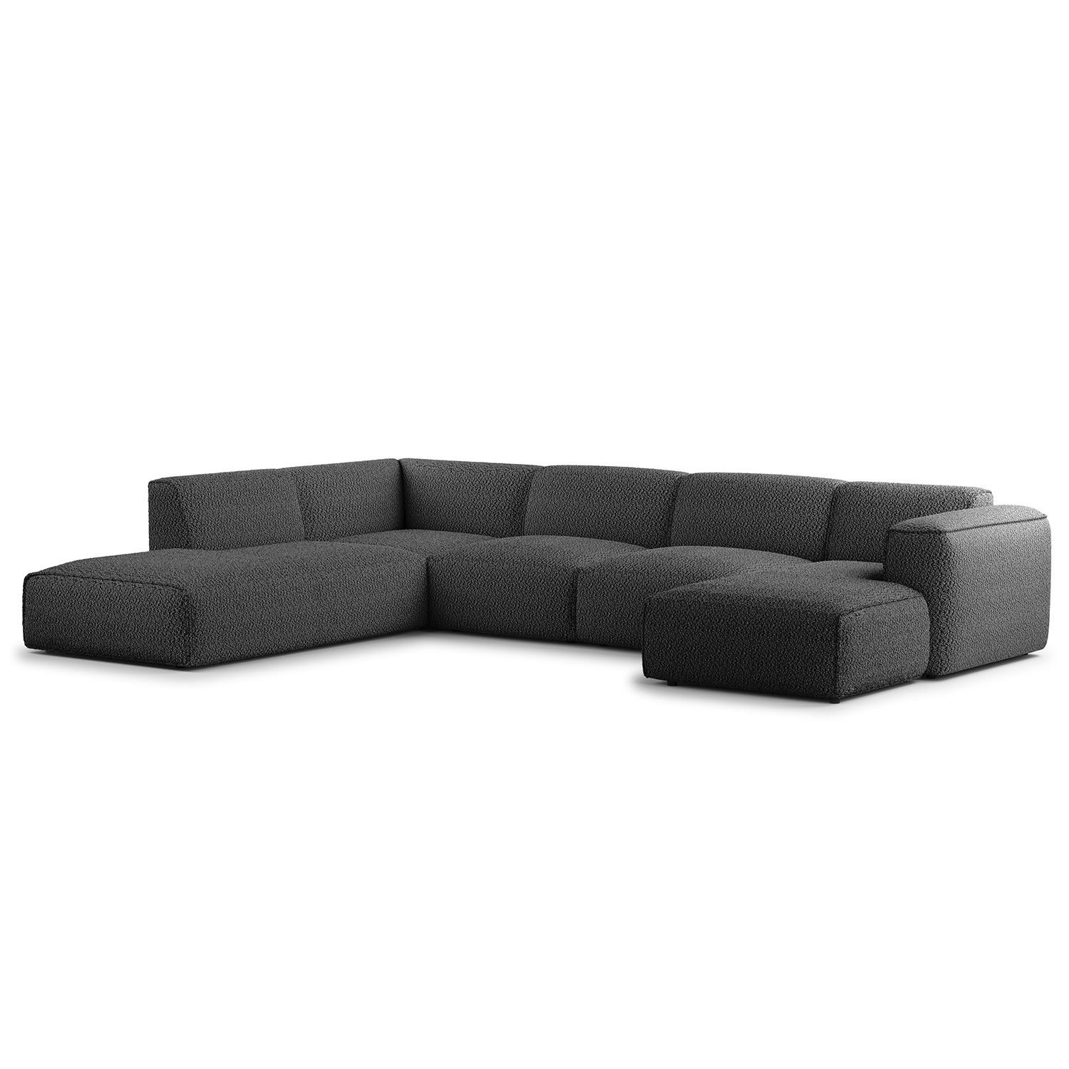 WOHNLANDSCHAFT mit Longchair - Anthrazit/Schwarz, Textil (325/71/235cm) - home24