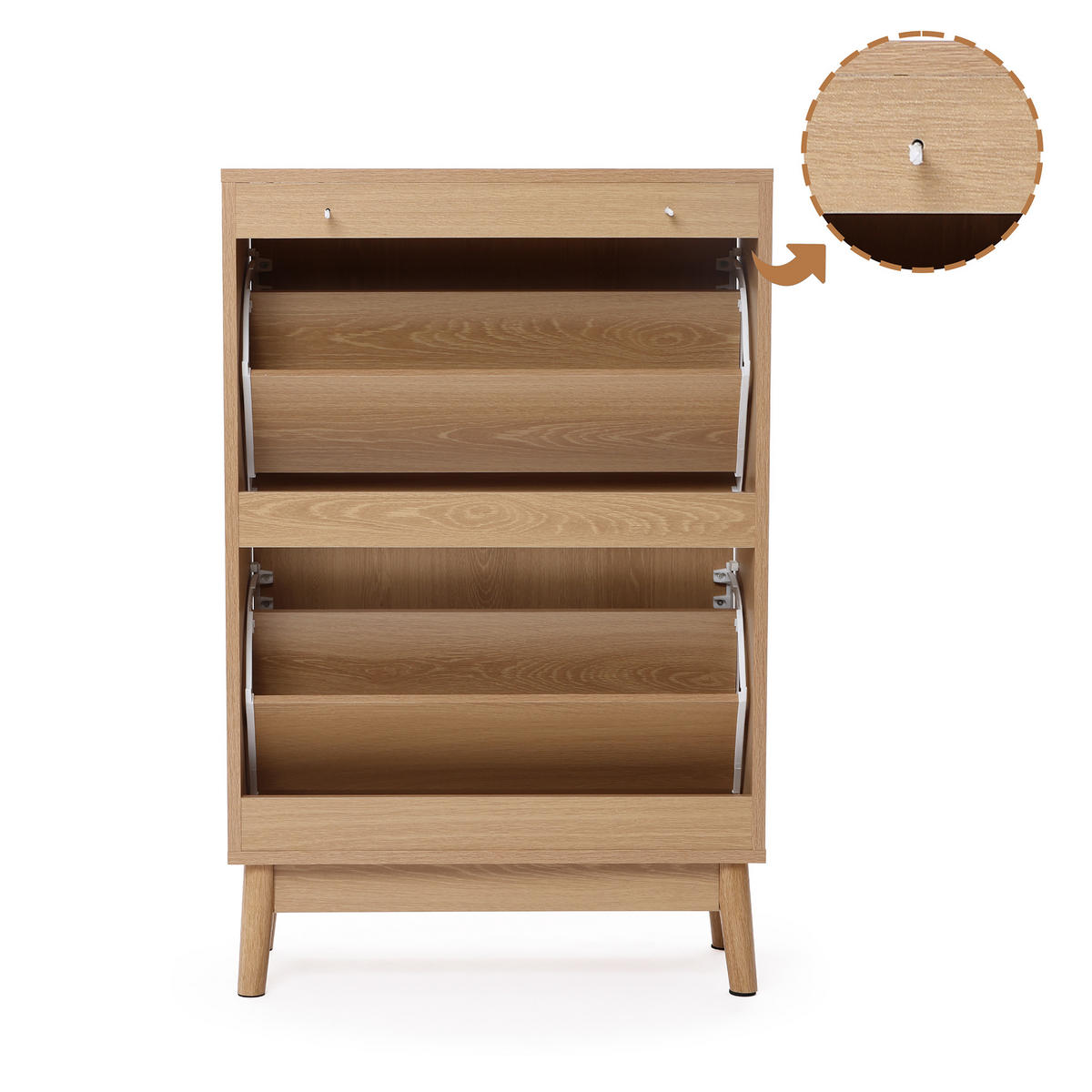 SCHUHSCHRANK | B60 x T24 x H92 cm - Eichefarben, Holzwerkstoff (60/92/23.5cm) - Hometopia