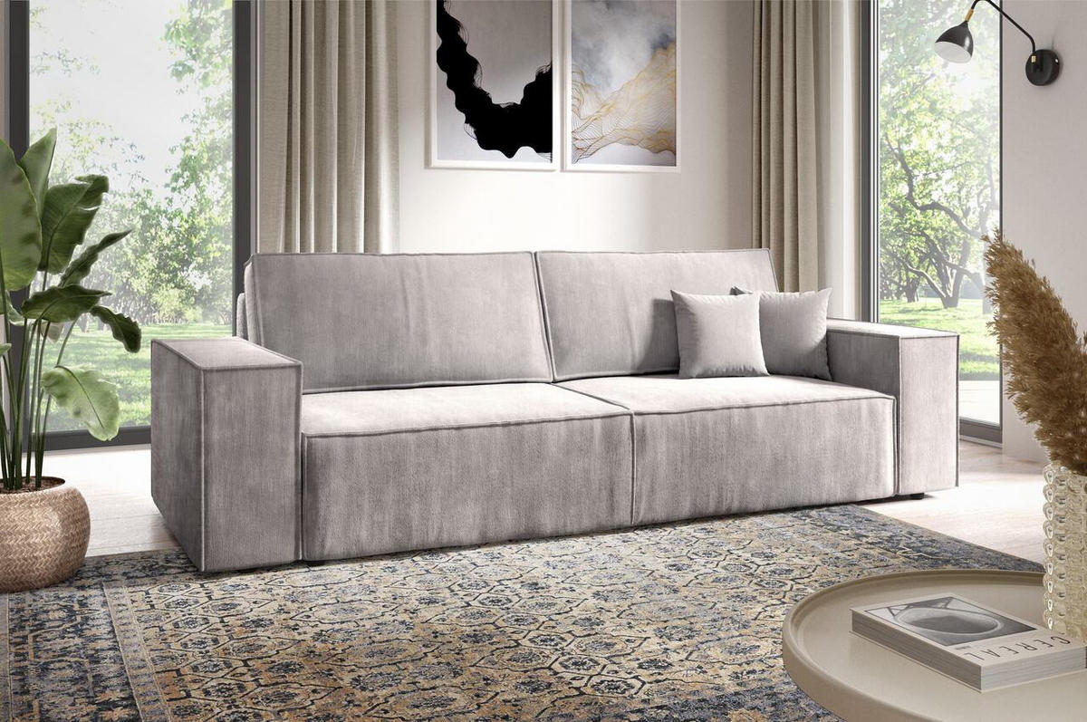 SCHLAFSOFA mit Bettkasten Grau - Grau, Textil (255/88/102cm) - Furnisell