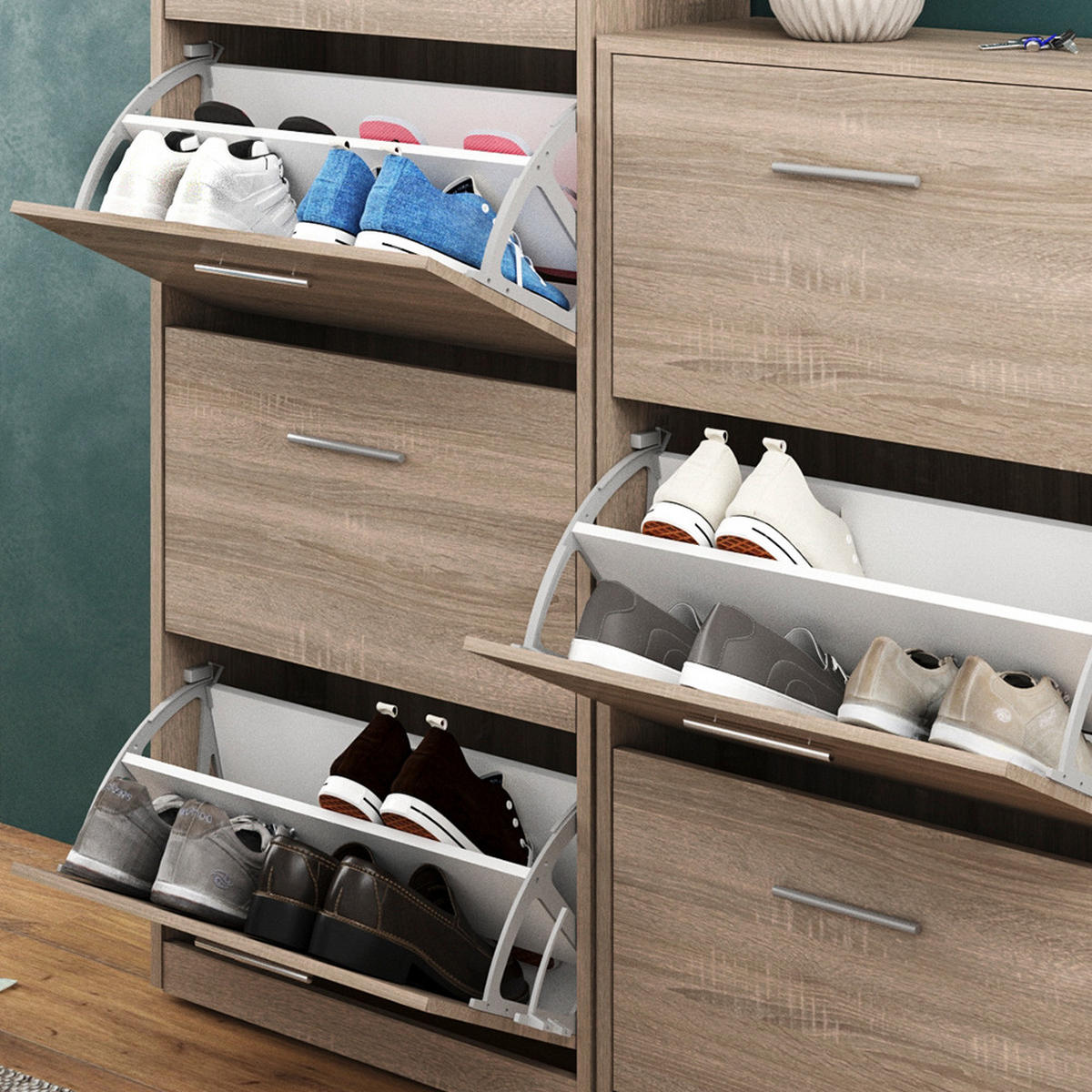 SCHUHKIPPER Gizmo Sonoma 59 x 169.5 cm - Braun/Sonoma Eiche, Holzwerkstoff (59/169.5/22cm) - Vicco