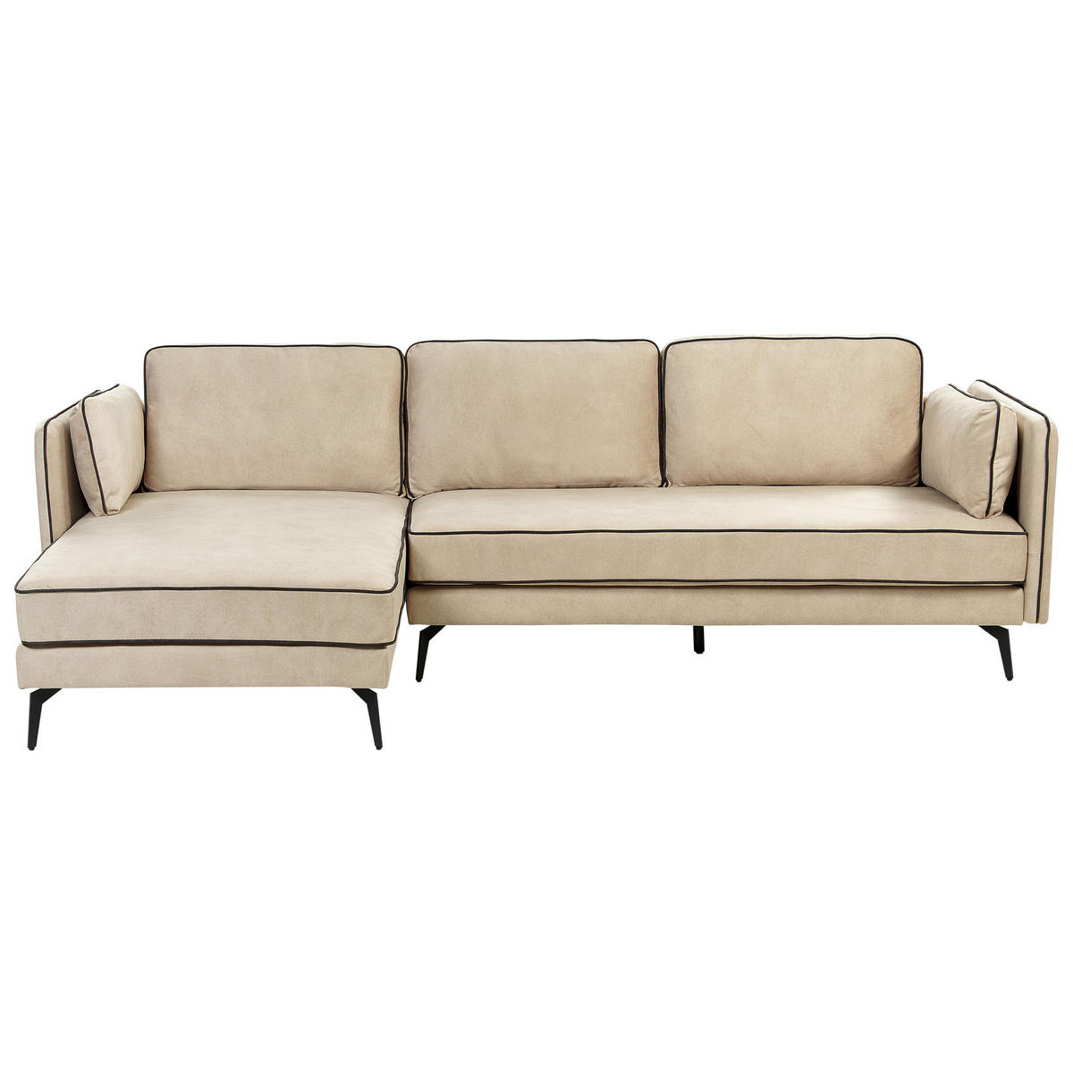 3-SITZER-ECKSOFA Samtstoff Beige Altan - Beige, Textil (268/157cm) - Beliani