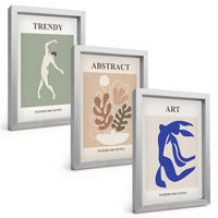 BILDER SET 3er Set - 20x30 cm Silberner Rahmen - Matisses stilvolle Pflanzenfiguren - Silberfarben, Kunststoff (20/30cm) - TULUP