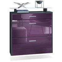 SCHUHSCHRANK Malea Fronten in Brombeer Hochglanz - Brombeere, Holzwerkstoff (89/96/23cm) - Vladon