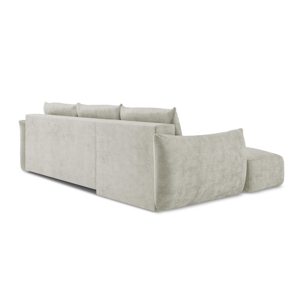 ECKSOFA mit Schlaffunktion links Chenille Stoff Creme - Perlmutt/Schwarz, Holzwerkstoff/Kunststoff (242/162cm) - LaMiaSofa