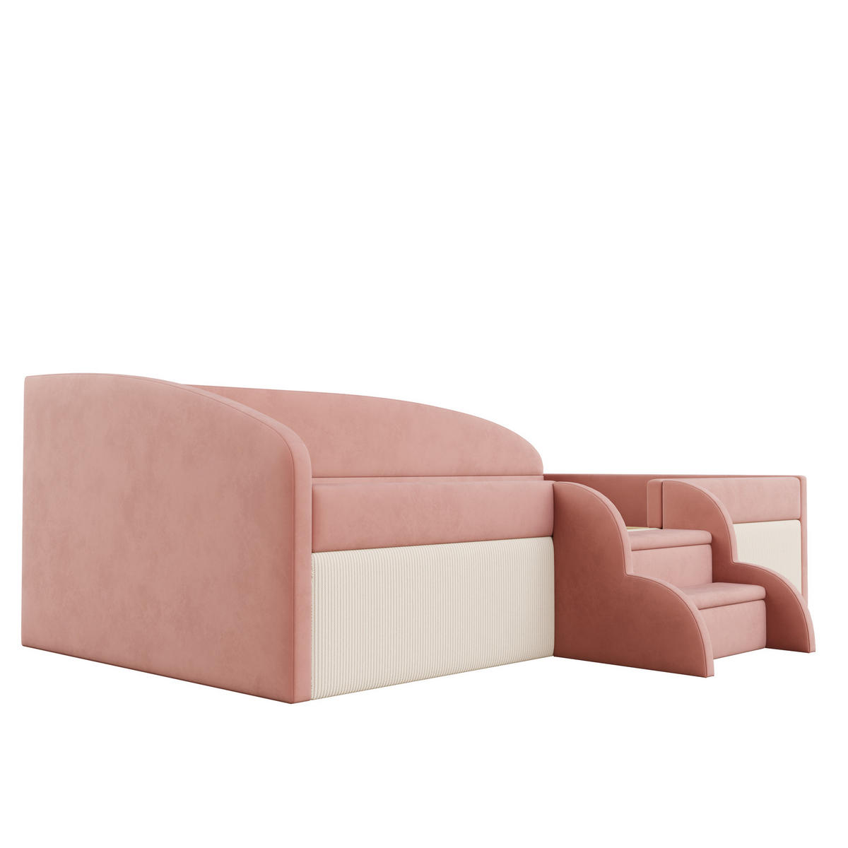 KINDERBETT 90/190 cm rosa-cremeweiß mit Sicherheitsdesign und Samtbezug - Pink, Textil (90/190cm) - OKWISH