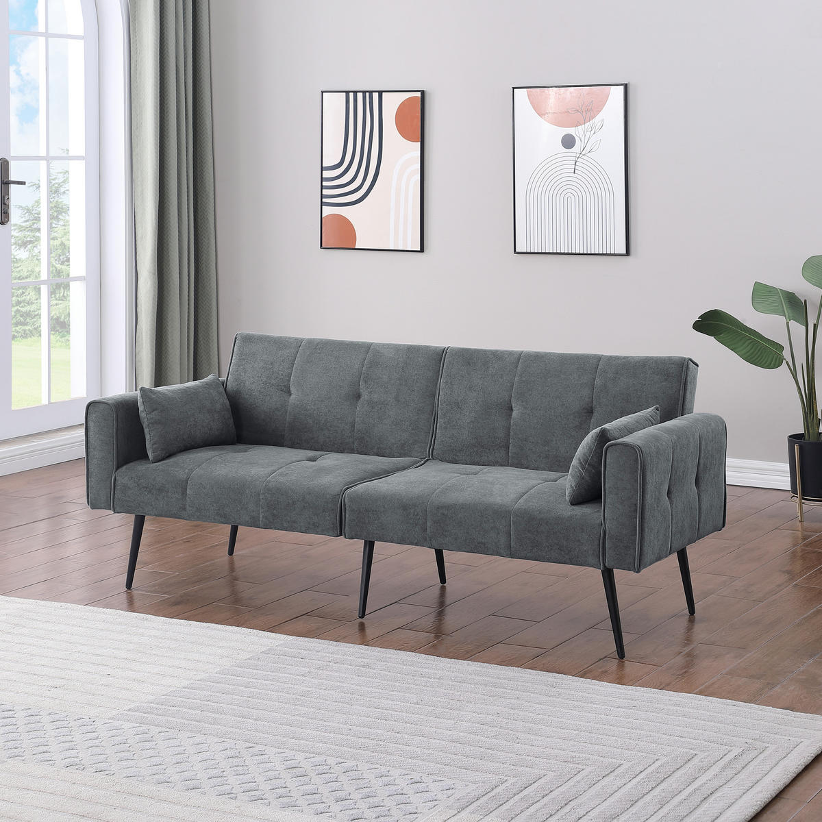 SCHLAFSOFA 175/71/71 cm Grau Cord - Grau, Textil (175/71/71cm) - Oxeza