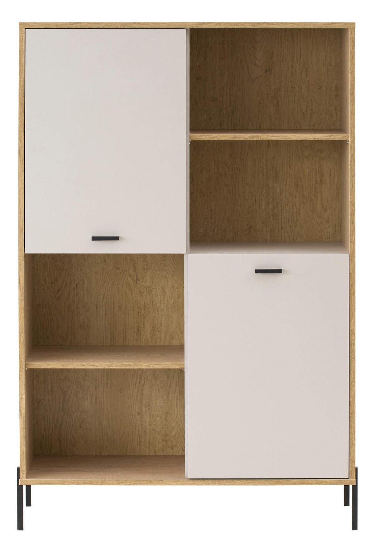 REGALSCHRANK Kaschmir, Eiche 105 x 160 cm, HIGHBOARD mit Soft-Close - Kaschmir/Eichefarben, Holzwerkstoff/Metall (105/160/40cm) - Furn.Design