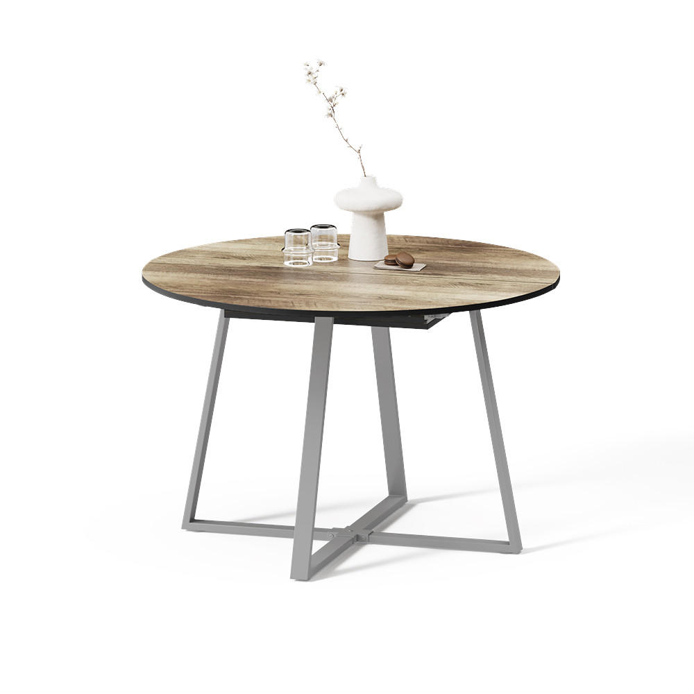 ESSTISCH Firenze Eiche rustikal/Grau 120 x 120 cm ausziehbar - Wildeiche/Grau, Holzwerkstoff (120/120/75.8cm) - Livinity®