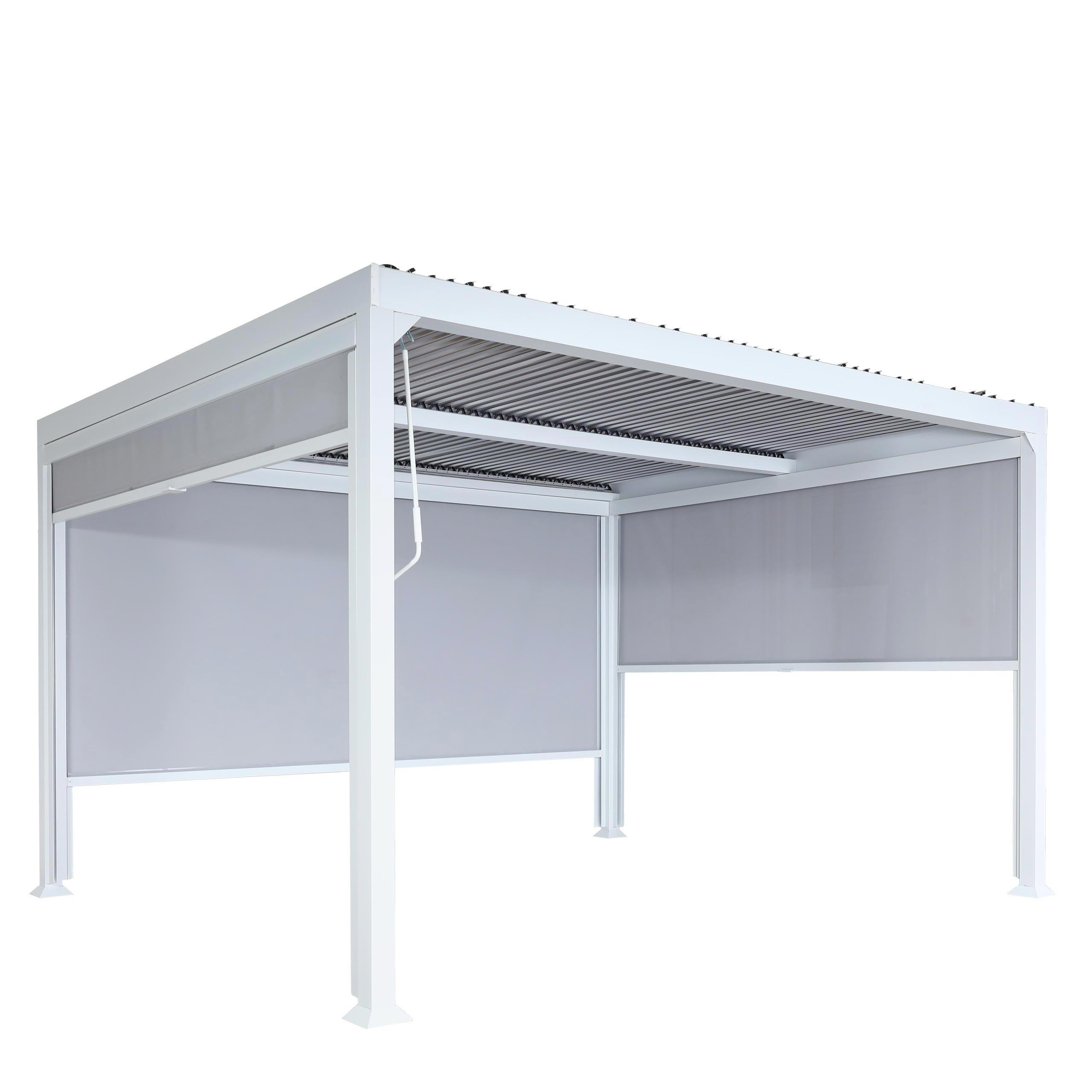ALU PERGOLA MIT SEITENWAND Weiß - Weiß, Metall (368/224/306cm) - MCW