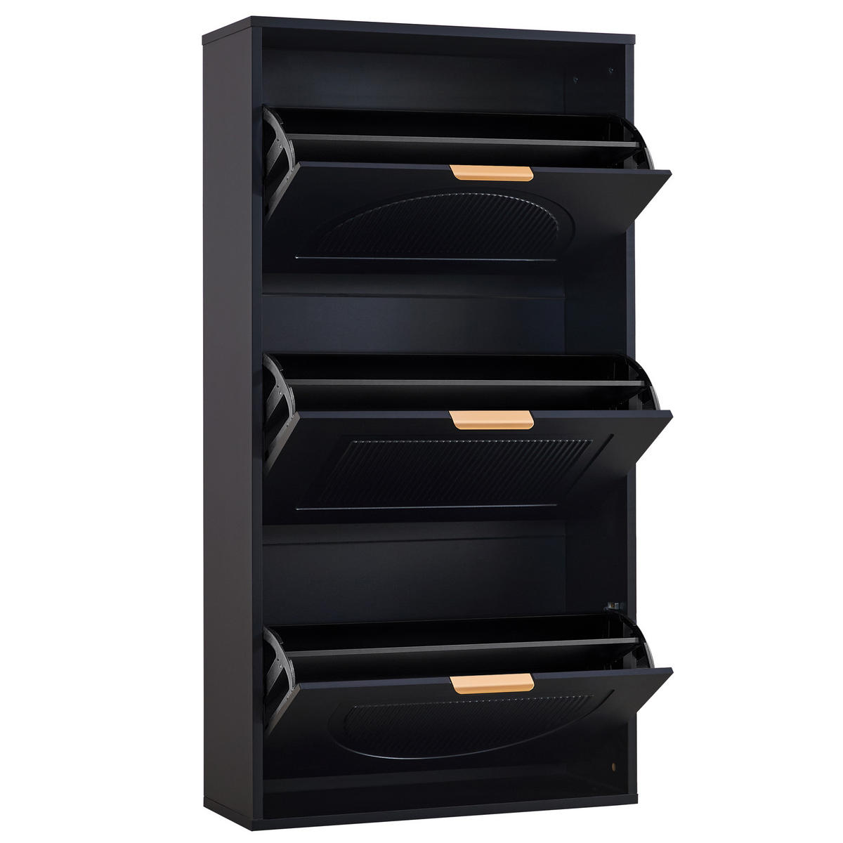 SCHUHSCHRANK aus MDF & Spanplatte 60x24x114cm in Schwarz mit Kippsicherung - Schwarz, Holzwerkstoff (60/114/24cm) - Modfu