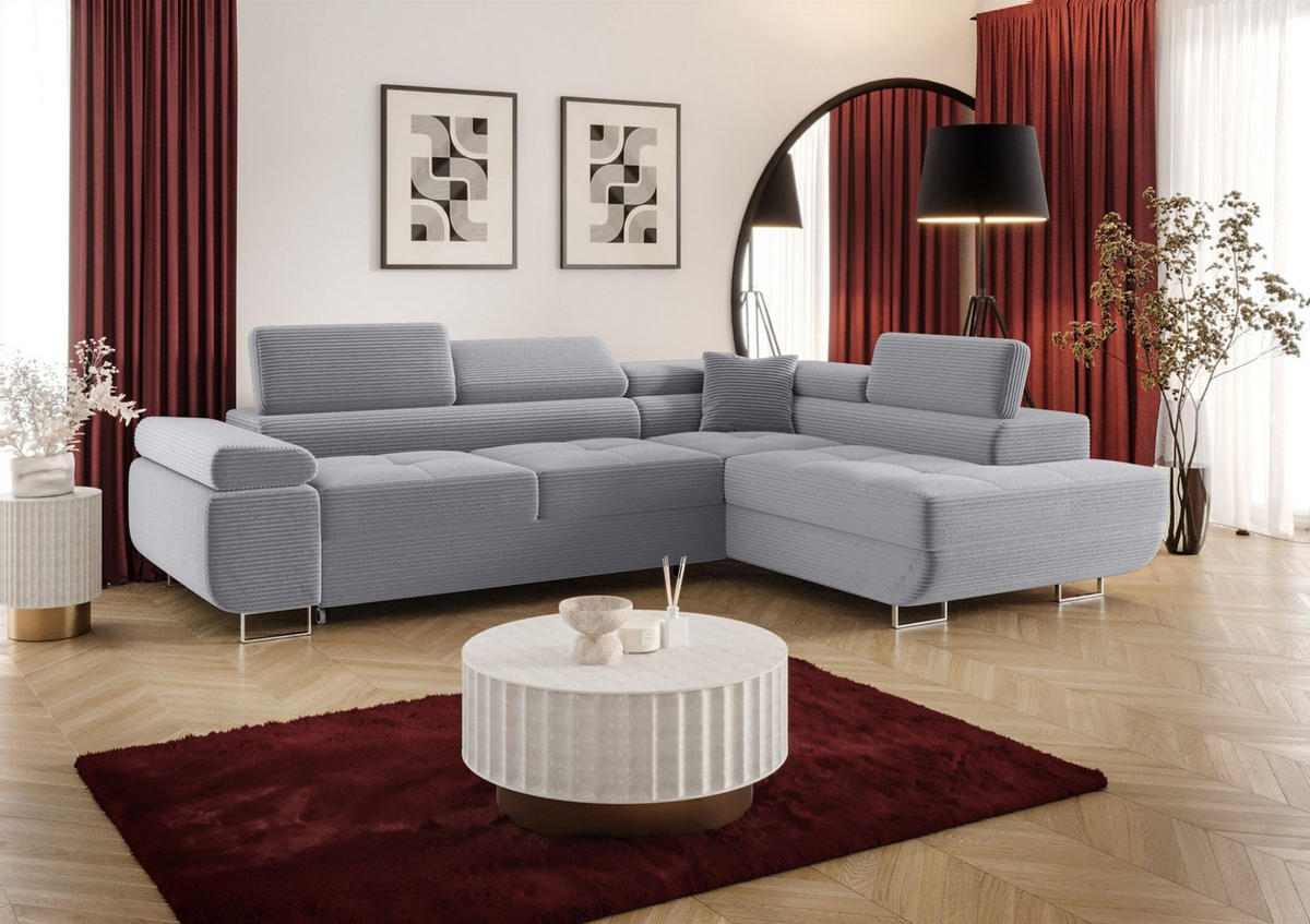 ECKSOFA Monaro Mit Schlaffunktion - Blaugrau, Holzwerkstoff/Textil (275/202cm) - Fun Möbel