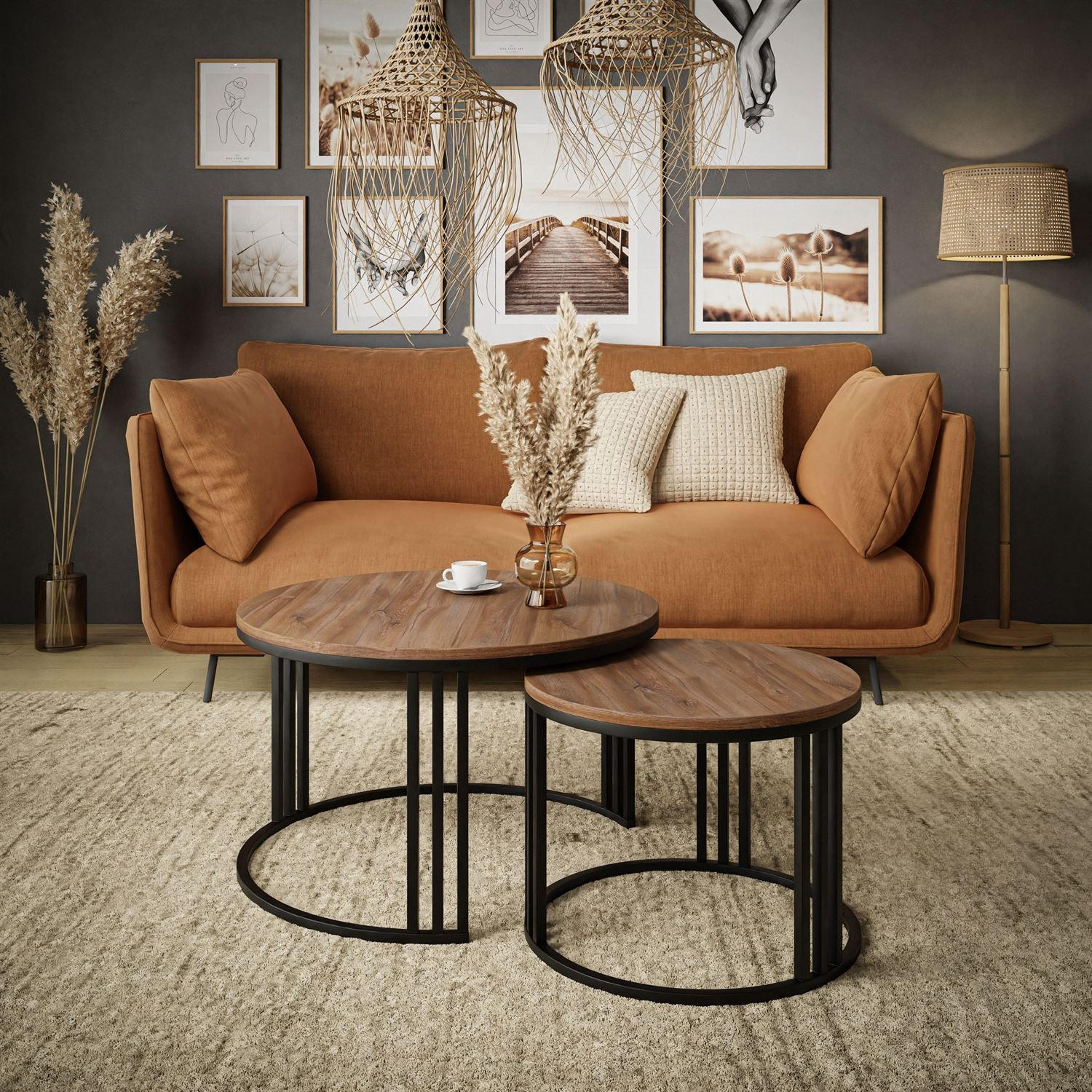 COUCHTISCH 2 in 1 LORI LOFT - Dunkelbraun, Holzwerkstoff (70/70/48cm) - Lookway