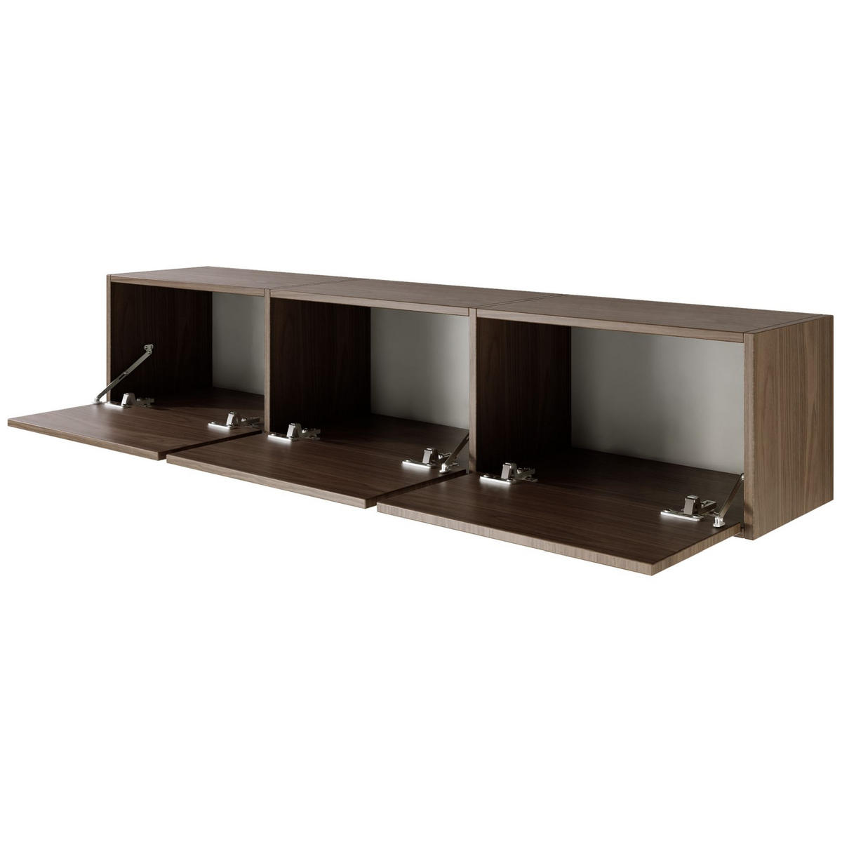 TV-LOWBOARD hängend, 3 Klappen, Walnuss, 150 cm - Dunkelbraun, Holzwerkstoff (150.1/30/30cm) - Selsey