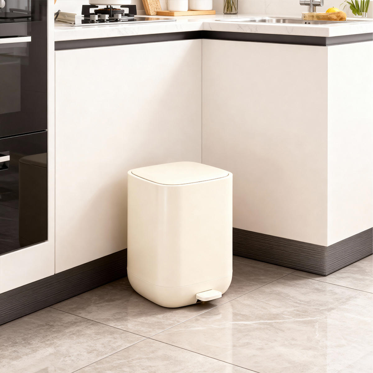 MÜLLEIMER - Beige, Kunststoff (21/27/26cm) - Relaxdays