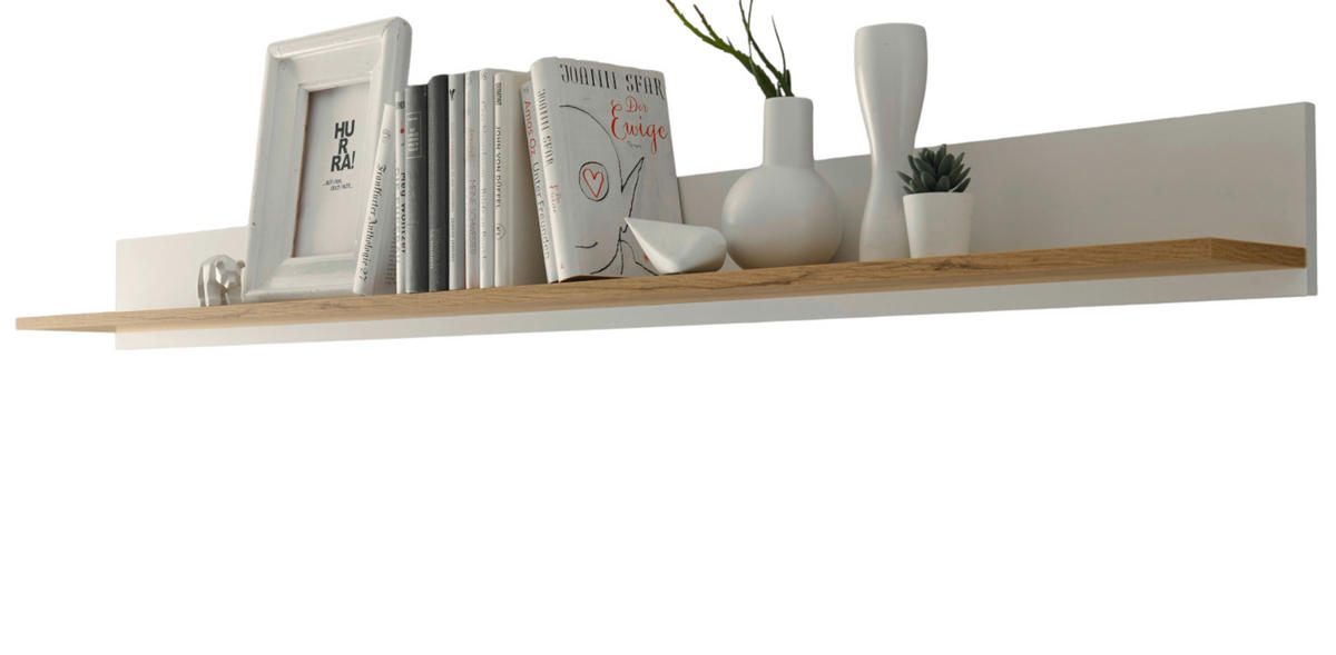 WANDBOARD weiß, Eiche Wotan 170 cm, Wandregal hängend - Eiche Wotan/Weiß, Holzwerkstoff/Metall (170/15/15cm) - Furn.Design