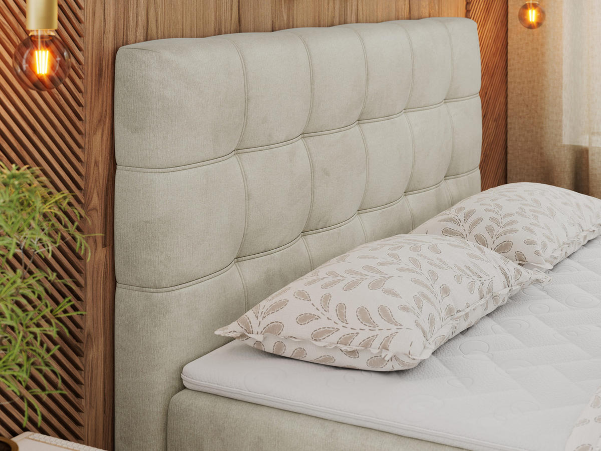 BOXBETT ERNI 180/200 - Beige Velvet - H3 - Beige, Holz/Textil (180/200cm) - MKS