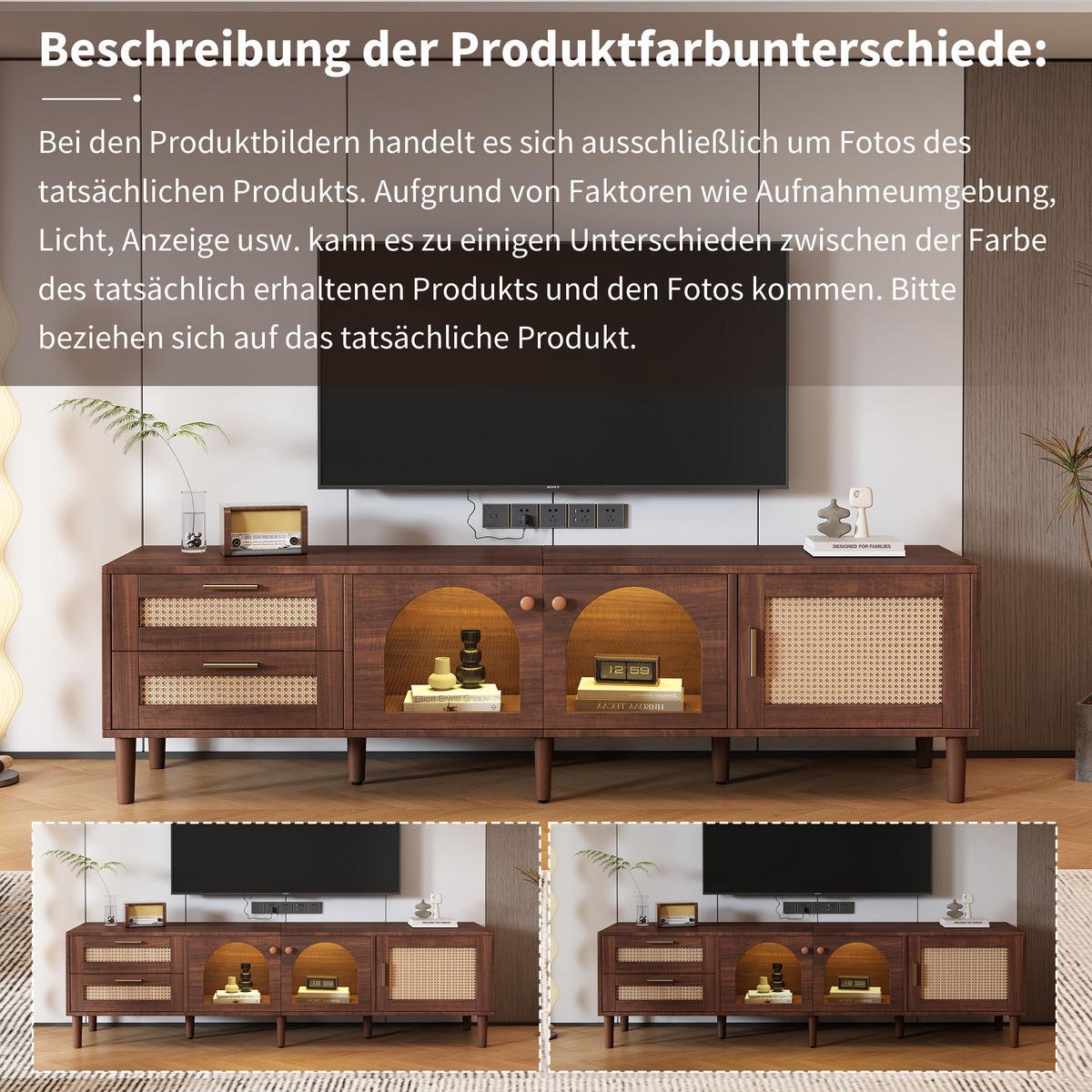 TV-LOWBOARD Led Braun 180/40/50 cm - Braun, Holz (180/50/40cm) - PANGIVO
