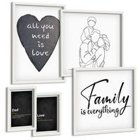 BILDER SET 5er Set - 50x50 cm & 20x30 cm & 40x60 cm Weißer Rahmen - Definitionen der Liebe in Familienzeichnungen - Weiß, Kunststoff (40/60cm) - TULUP