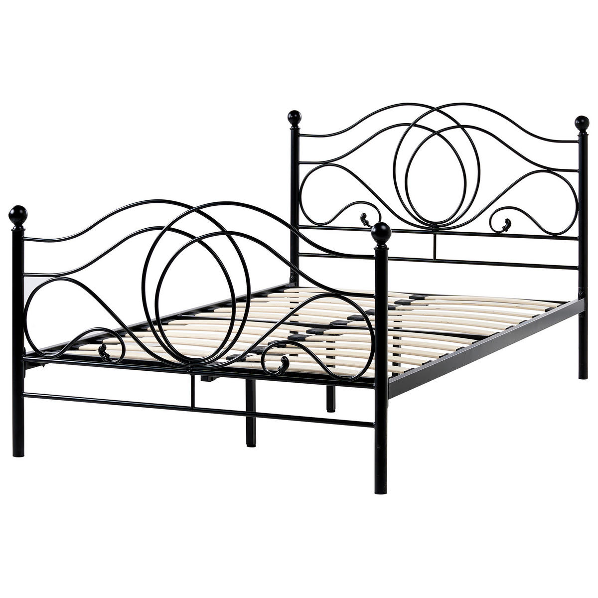 BETT mit Lattenrost 120/200 cm Schwarz Lyra - Schwarz, Metall (120/200cm) - Beliani