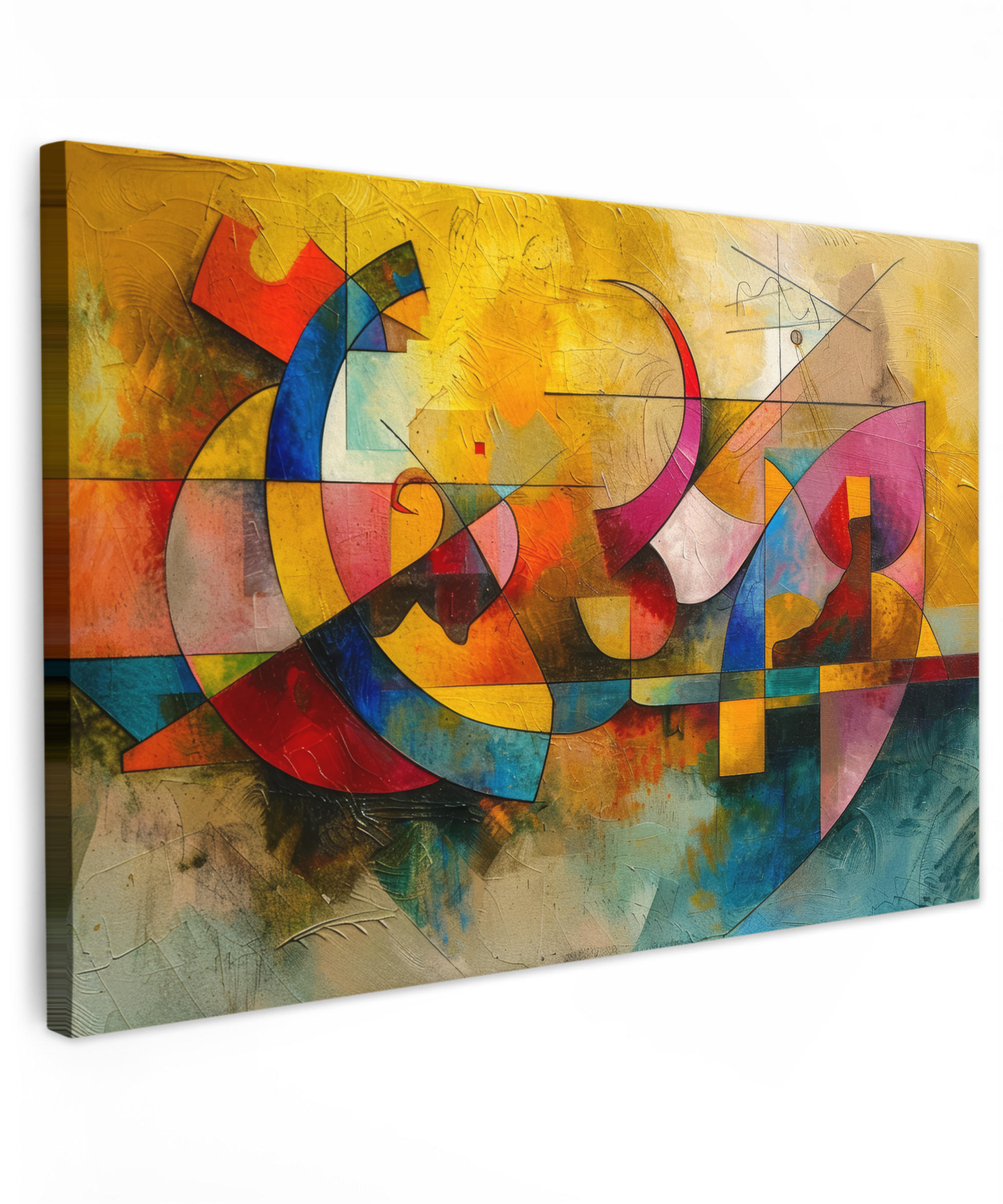 LEINWANDBILD Kunst - Abstrakt - Modern Groß 140x90 cm - Gelb, Textil (140/90cm) - MuchoWow