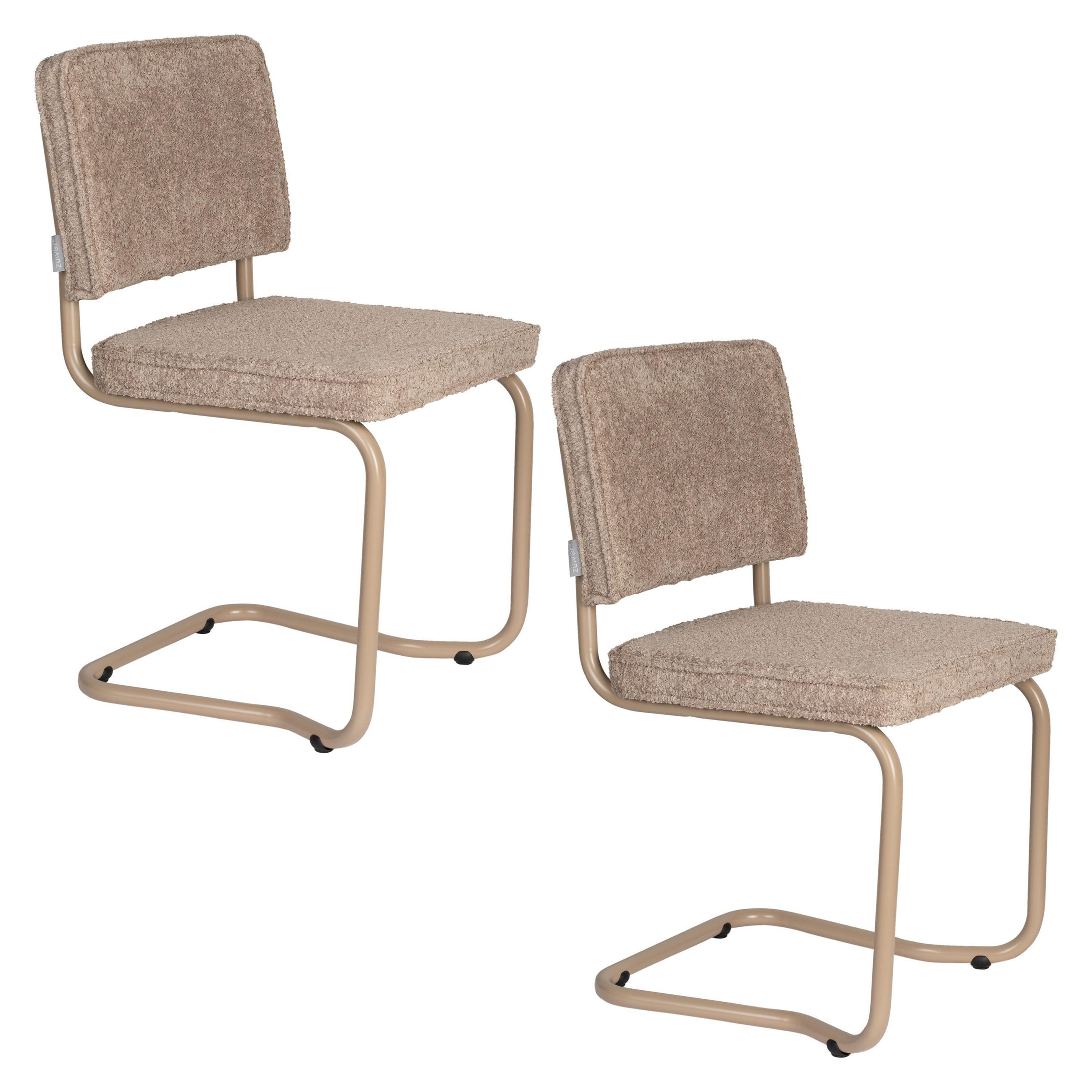 ESSZIMMERSTUHL Ridge Kink Soft Beige - 2 er Set - Beige, Textil (48/85/50cm) - Zuiver