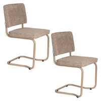 ESSZIMMERSTUHL Ridge Kink Soft Beige - 2 er Set - Beige, Textil (48/85/50cm) - Zuiver