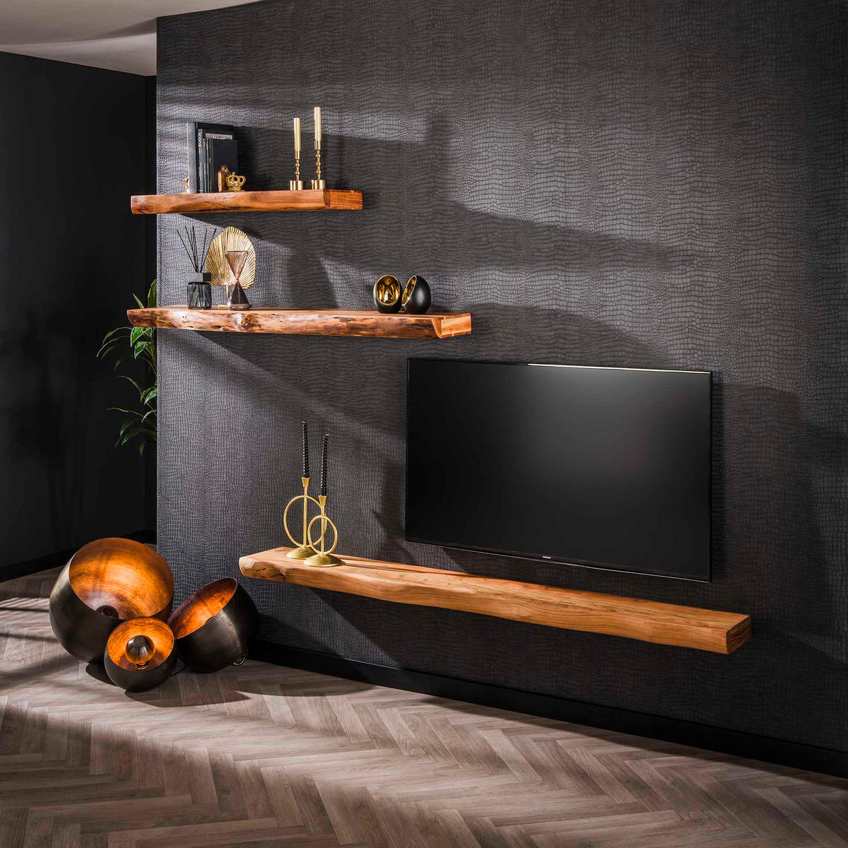 WANDREGAL Baum Braun 25/100/ 8 cm - Braun, Holz (100/8/25cm) - Hoyz Collection