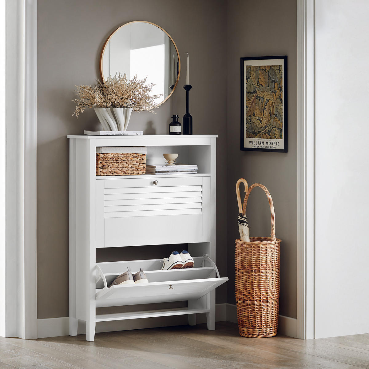 SCHUHSCHRANK Weiß - Weiß, Holzwerkstoff (80/108/25cm) - SoBuy
