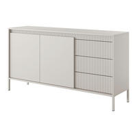 SIDEBOARD SELBU KOM2 Reliefierte Fronten aus MDF-Platte Beige Beige - Beige, Glas/Holzwerkstoff (154/82/40cm) - Komodee