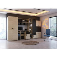 JUGENDZIMMER Mila in Esche und Canterbury Eiche 5 teilig – tolle Wohnwand mit Schreibtisch, Komplett Set - Braun, Holzwerkstoff (80/200/120cm)