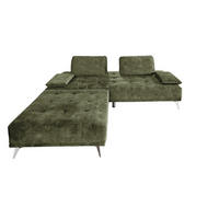 SOFA MIT HOCKER WIOLO Dunkelgrün Velvet - Dunkelgrün/Silberfarben, Textil (240/80/220cm) - KAWOLA