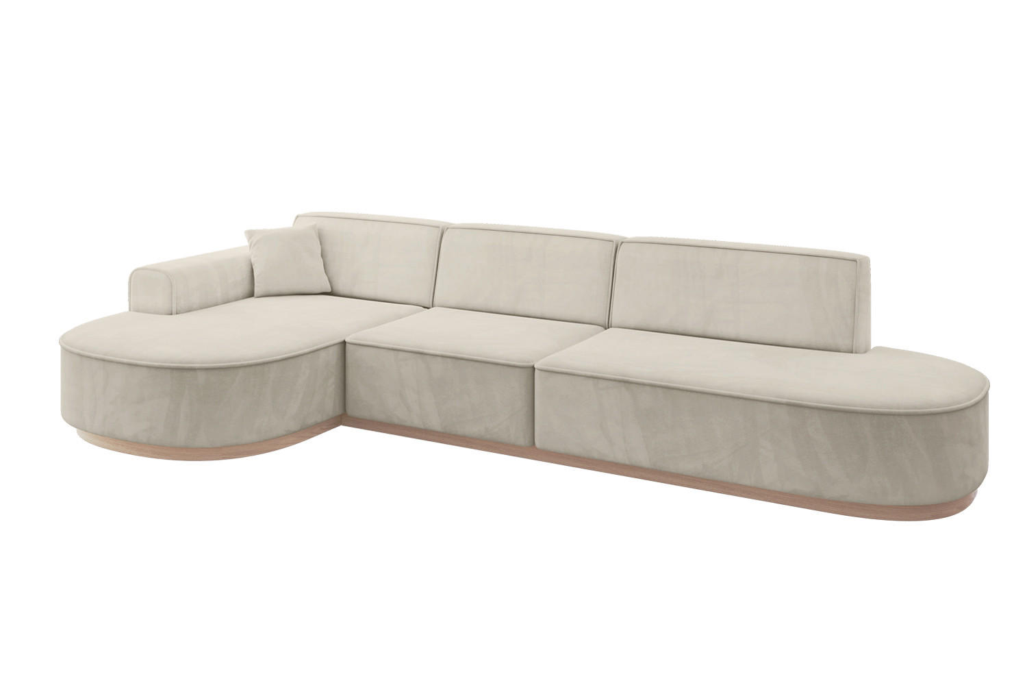 ECKSOFA Ottomane Links MARI-L2-v1 - 328x171x83 cm Ecru Velours - Ecru, Holzwerkstoff/Textil (328/171cm) - ALTDECOR