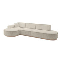 ECKSOFA Ottomane Links MARI-L2-v1 - 328x171x83 cm Ecru Velours - Ecru, Holzwerkstoff/Textil (328/171cm) - ALTDECOR