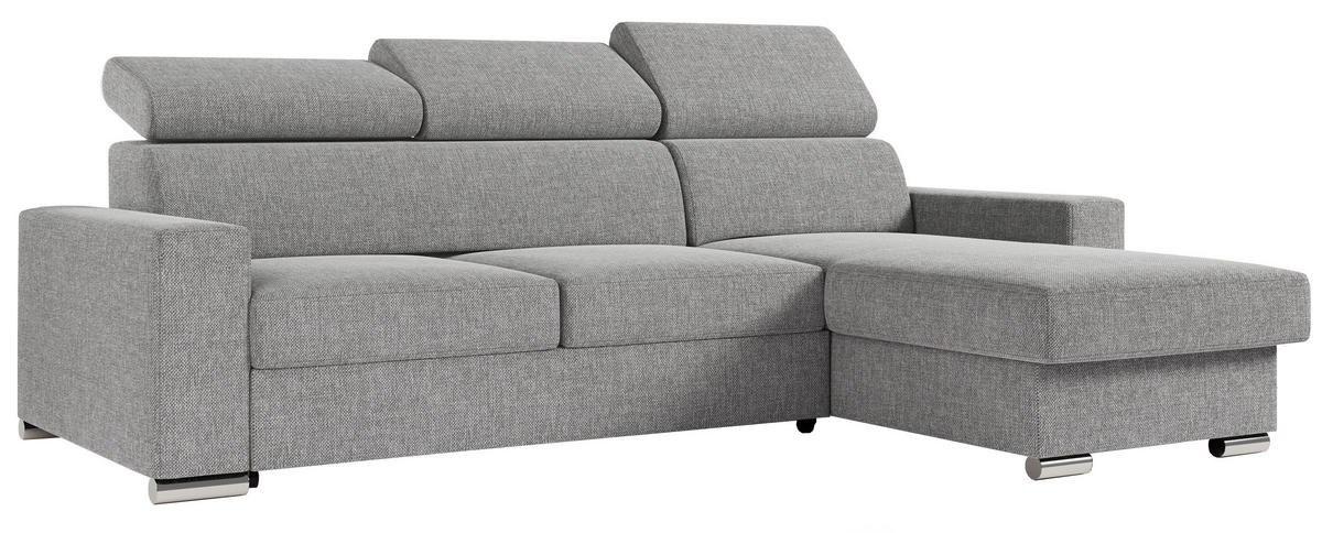 ECKSOFA FOX-L Grau - Silberfarben/Grau, Kunststoff/Textil (242/168cm) - MKS